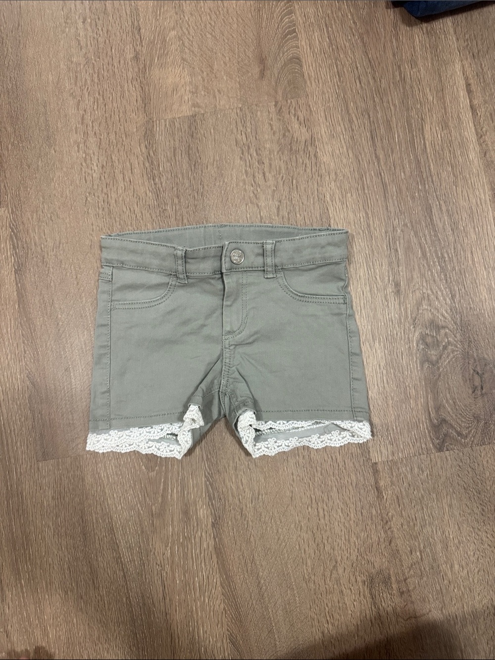 H&M Olive Green Shorts with White Lace Trim
